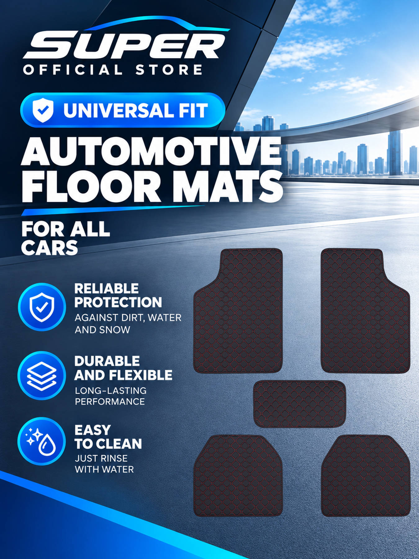 Car Floor Mats Universal Waterproof Leather - Tapis de sol pour voiture, ensemble