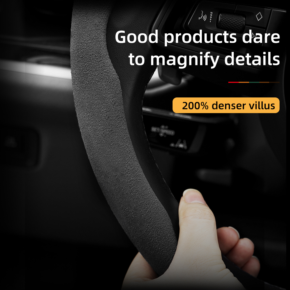 Housse de volant en daim segme - Car Steering Wheel Cover Anti Slip Breathable avis et prix