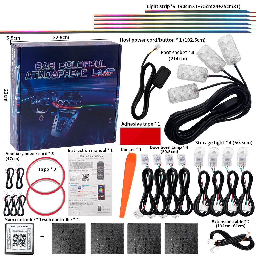 18 en 1 double Zone symphonie  - Led Ambient Interior Car Lights App Control avis et prix